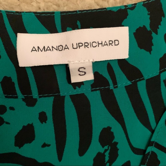 Amanda Uprichard Emerald Green Pattern Silk Top - Picture 2 of 5